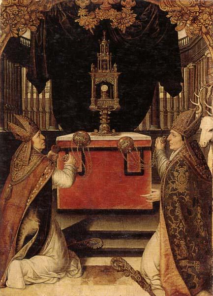 unknow artist Saints augustine and hubert burning incense at an altar oil painting picture